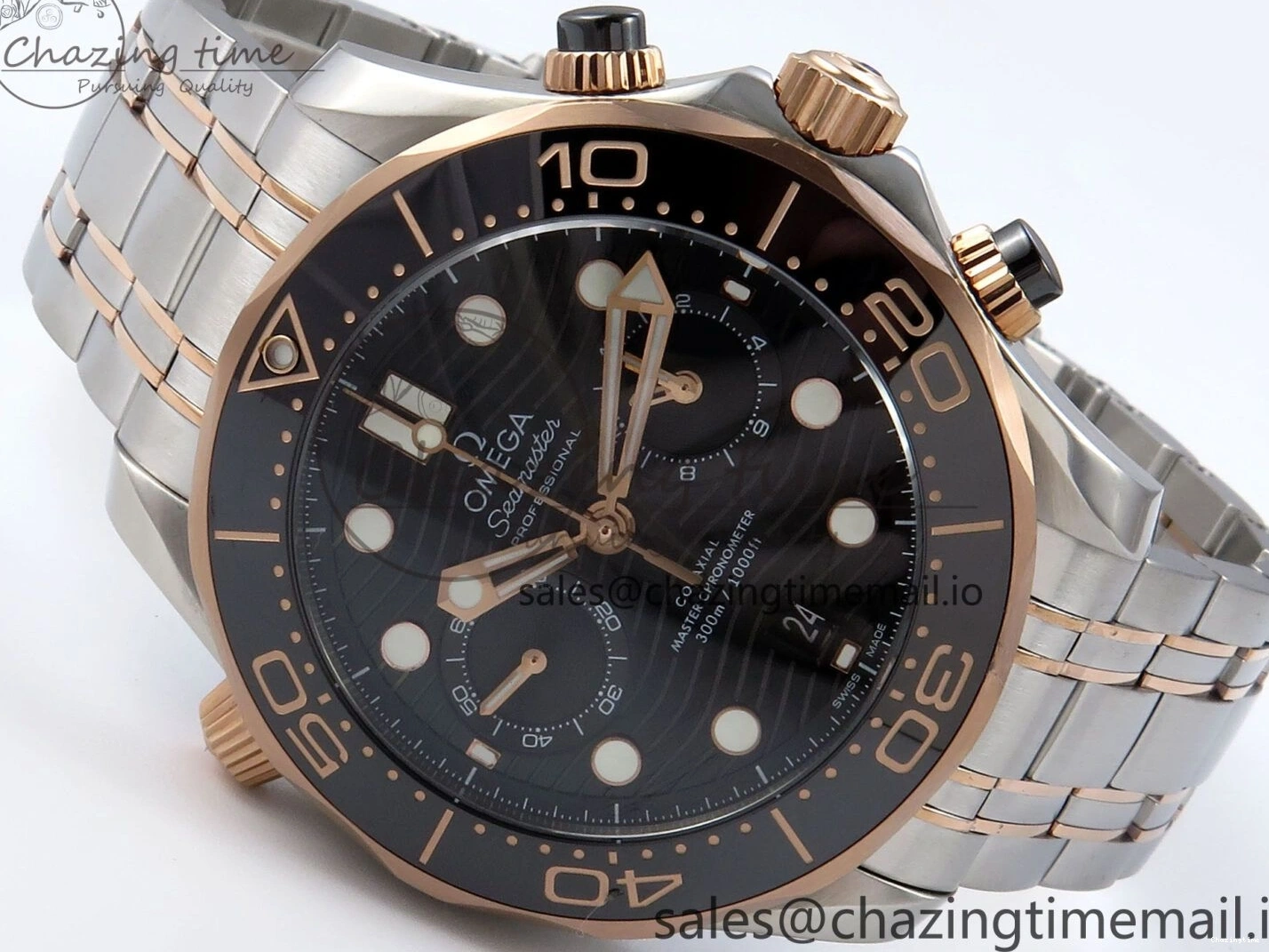 0111 Seamaster 300m Chrono SS YG OMF 1:1 Best Edition Blue Dial on SS YG Bracelet A Popular 7685